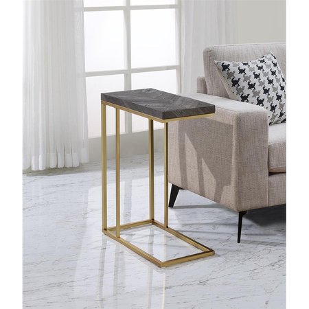 MYCO FURNITURE Myco Furniture AM105 10 x 18 x 25 in. Amelia Chair Side End Table; Gray & Gold AM105